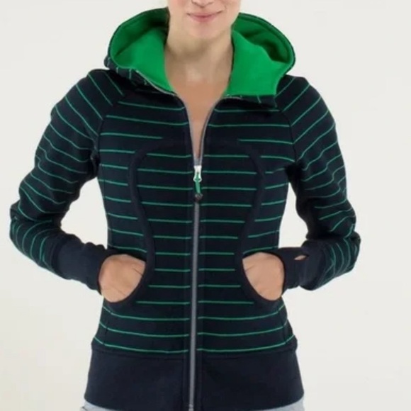 lululemon athletica Tops - Lululemon Scuba Hoodie Green Bean Inkwell Size 12